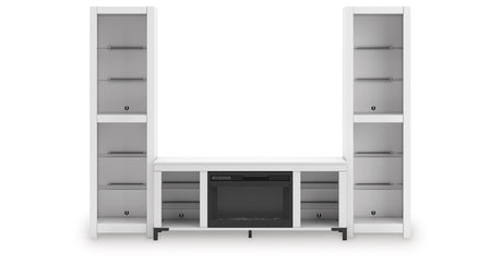 Brollevi White 3-Piece Entertainment Center from Ashley Furniture - Luna Furniture