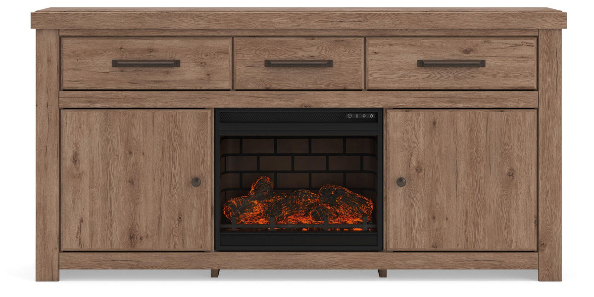 Garistyn Brown 73" TV Stand with Electric Fireplace from Ashley - Luna Furniture