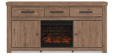 Garistyn Brown 73" TV Stand with Electric Fireplace from Ashley - Luna Furniture
