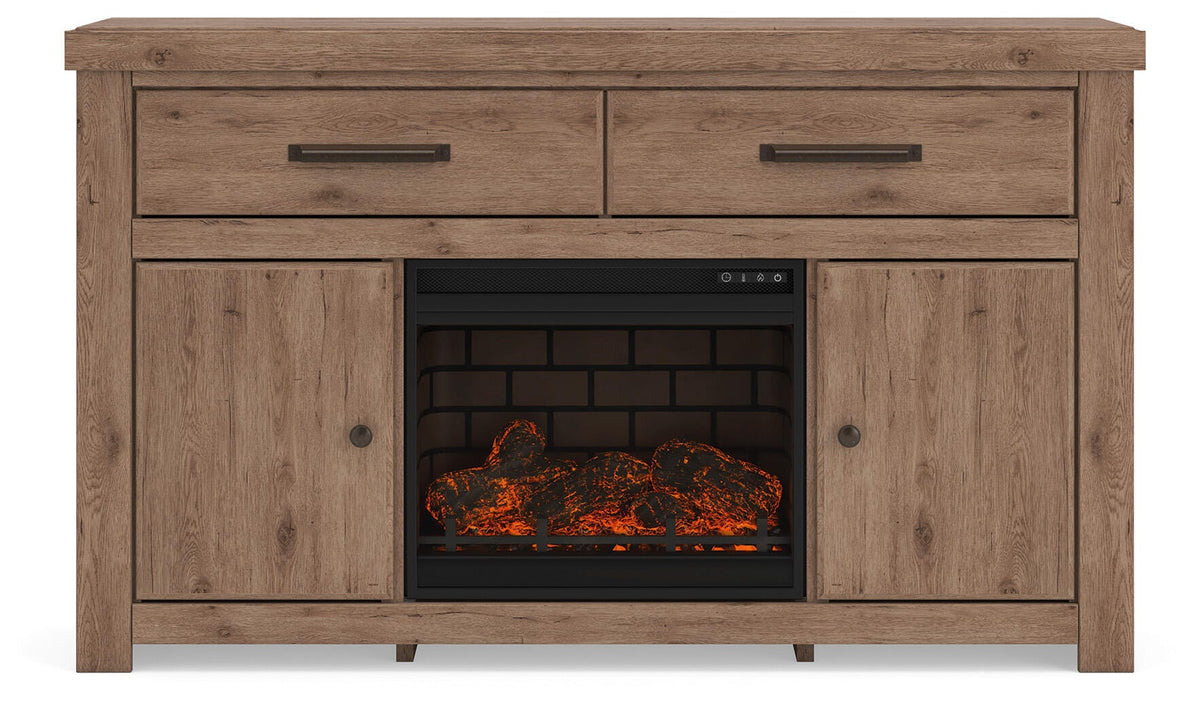 Garistyn Brown 62" TV Stand with Electric Fireplace from Ashley - Luna Furniture