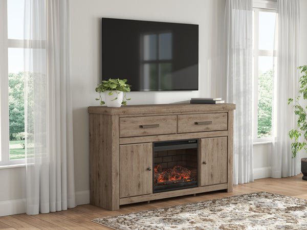 Garistyn Brown 62" TV Stand with Electric Fireplace