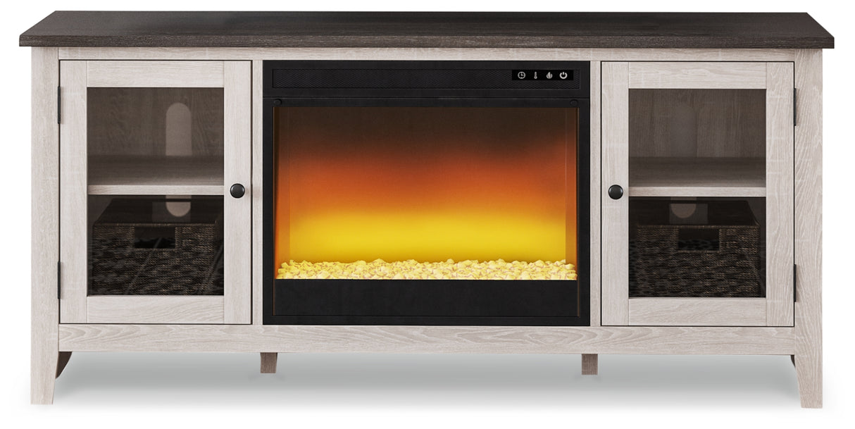 Dorrinson Two-tone 60" TV Stand with Electric Fireplace from Ashley Furniture - Luna Furniture