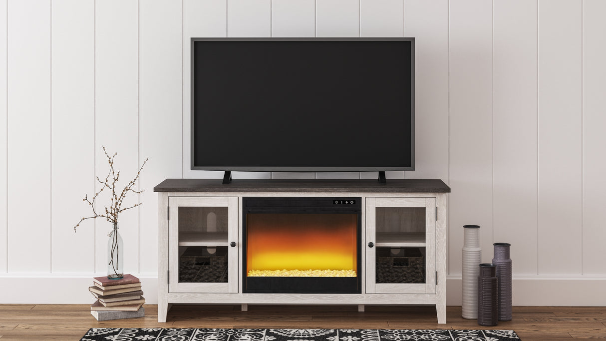 Dorrinson Two-tone 60" TV Stand with Electric Fireplace from Ashley Furniture - Luna Furniture