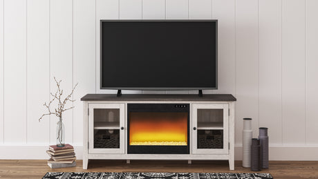 Dorrinson Two-tone 60" TV Stand with Electric Fireplace from Ashley Furniture - Luna Furniture
