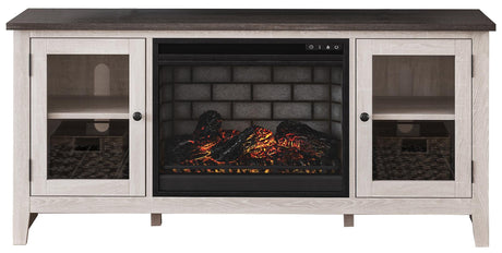 Dorrinson Two-tone 60" TV Stand with Electric Fireplace from Ashley - Luna Furniture