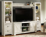 Bellaby Whitewash 4-Piece Entertainment Center from Ashley Furniture - Luna Furniture
