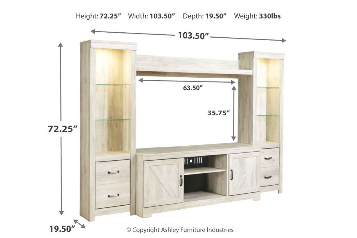 Bellaby Whitewash 4-Piece Entertainment Center from Ashley - Luna Furniture