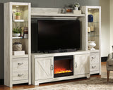 Bellaby Whitewash 4-Piece Entertainment Center with Fireplace from Ashley Furniture - Luna Furniture