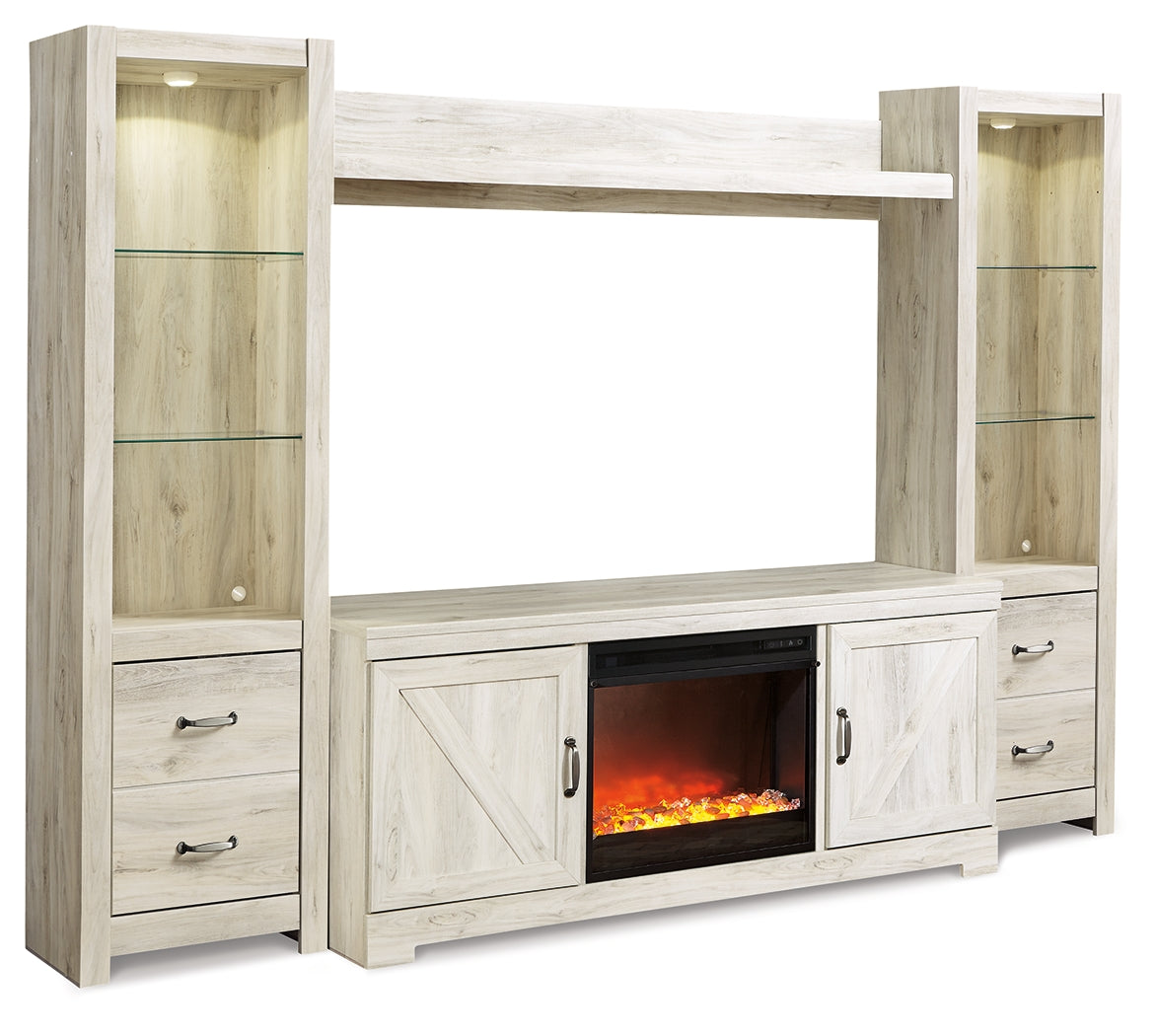 Bellaby Whitewash 4-Piece Entertainment Center with Fireplace from Ashley Furniture - Luna Furniture