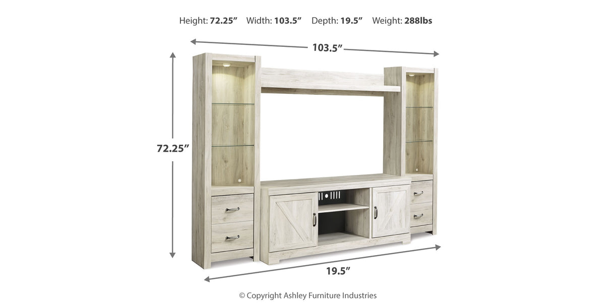 Bellaby Whitewash 4-Piece Entertainment Center from Ashley Furniture - Luna Furniture