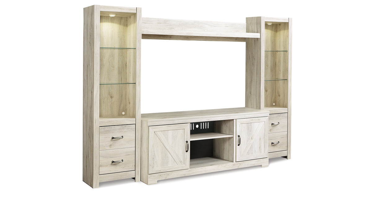 Bellaby Whitewash 4-Piece Entertainment Center from Ashley Furniture - Luna Furniture