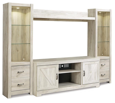 Bellaby Whitewash 4-Piece Entertainment Center from Ashley Furniture - Luna Furniture