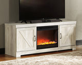 Bellaby Whitewash 63" TV Stand with Fireplace from Ashley - Luna Furniture