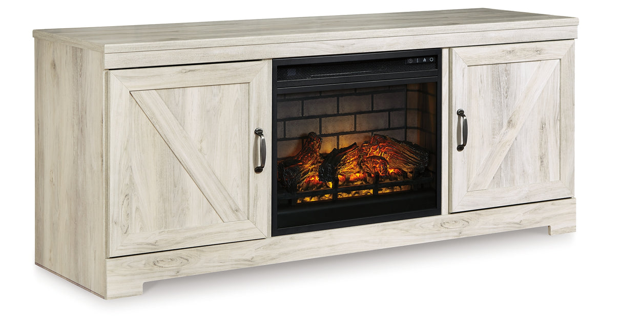 Bellaby Whitewash 63" TV Stand with Electric Fireplace from Ashley Furniture - Luna Furniture
