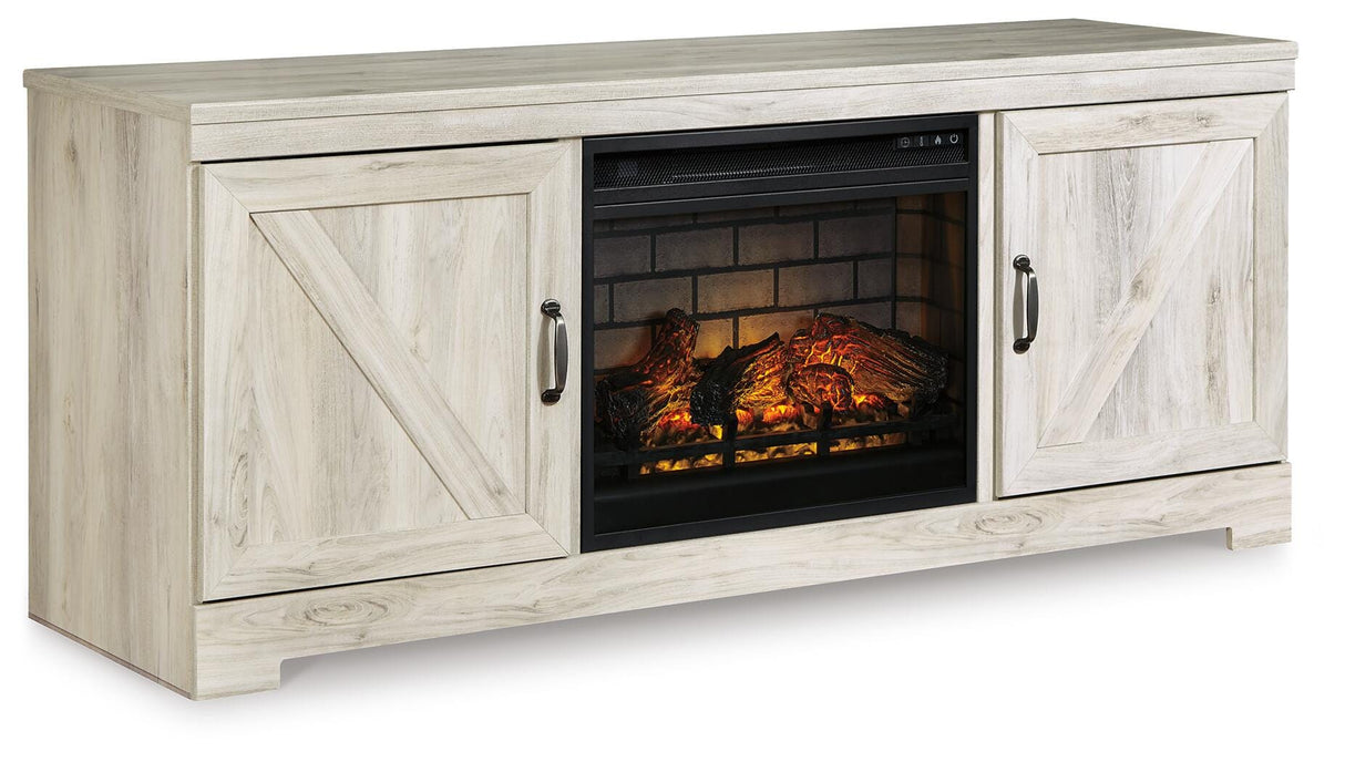 Bellaby Whitewash 63" TV Stand with Electric Fireplace from Ashley Furniture - Luna Furniture