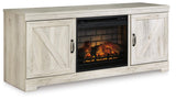 Bellaby Whitewash 63" TV Stand with Electric Fireplace from Ashley Furniture - Luna Furniture