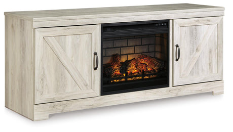 Bellaby Whitewash 63" TV Stand with Electric Fireplace from Ashley - Luna Furniture