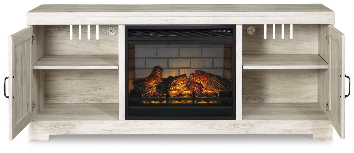Bellaby Whitewash 63" TV Stand with Electric Fireplace from Ashley Furniture - Luna Furniture
