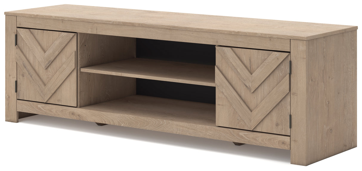 Cayboni Tan 71" TV Stand from Ashley Furniture - Luna Furniture
