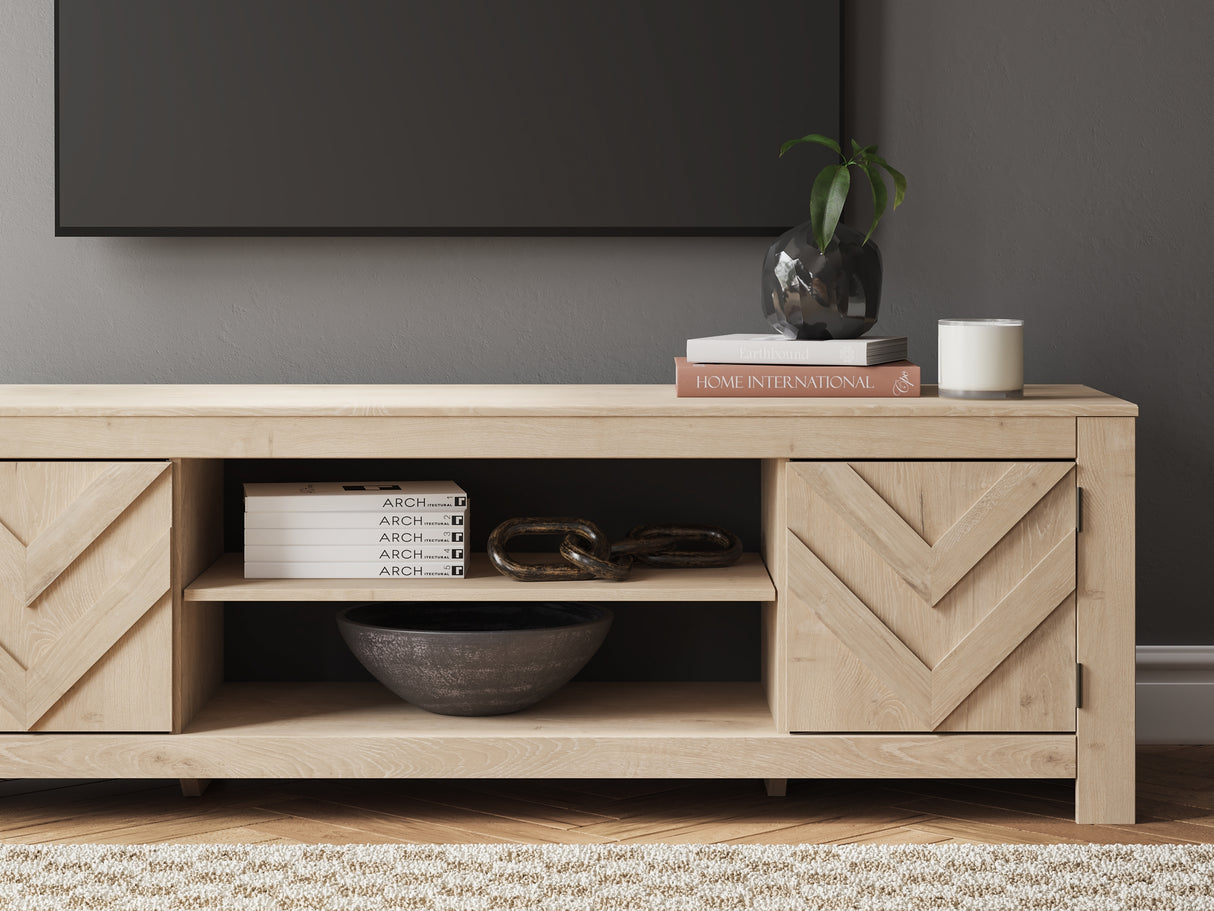 Cayboni Tan 71" TV Stand from Ashley Furniture - Luna Furniture