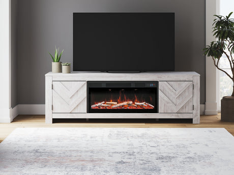 Cayboni Whitewash 71" TV Stand with Electric Fireplace from Ashley - Luna Furniture