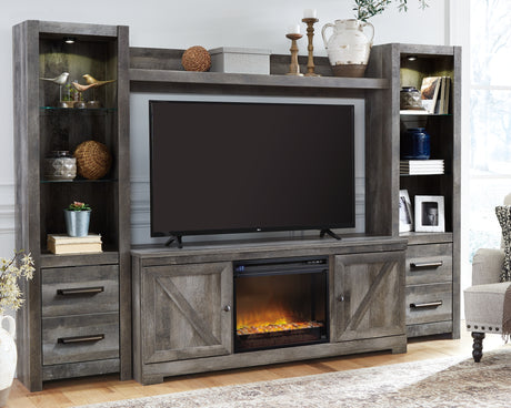 Wynnlow Gray 4-Piece Entertainment Center with Electric Fireplace from Ashley - Luna Furniture