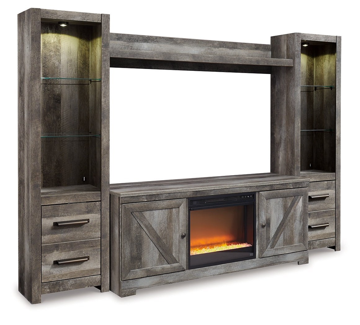Wynnlow Gray 4-Piece Entertainment Center with Electric Fireplace from Ashley - Luna Furniture