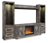 Wynnlow Gray 4-Piece Entertainment Center with Electric Fireplace from Ashley - Luna Furniture