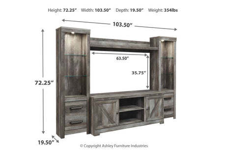 Wynnlow Gray 4-Piece Entertainment Center from Ashley - Luna Furniture