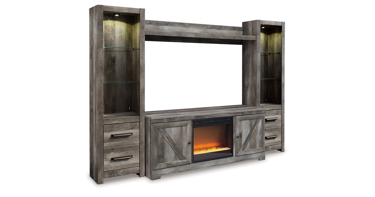Wynnlow Gray 4-Piece Entertainment Center with Electric Fireplace from Ashley - Luna Furniture