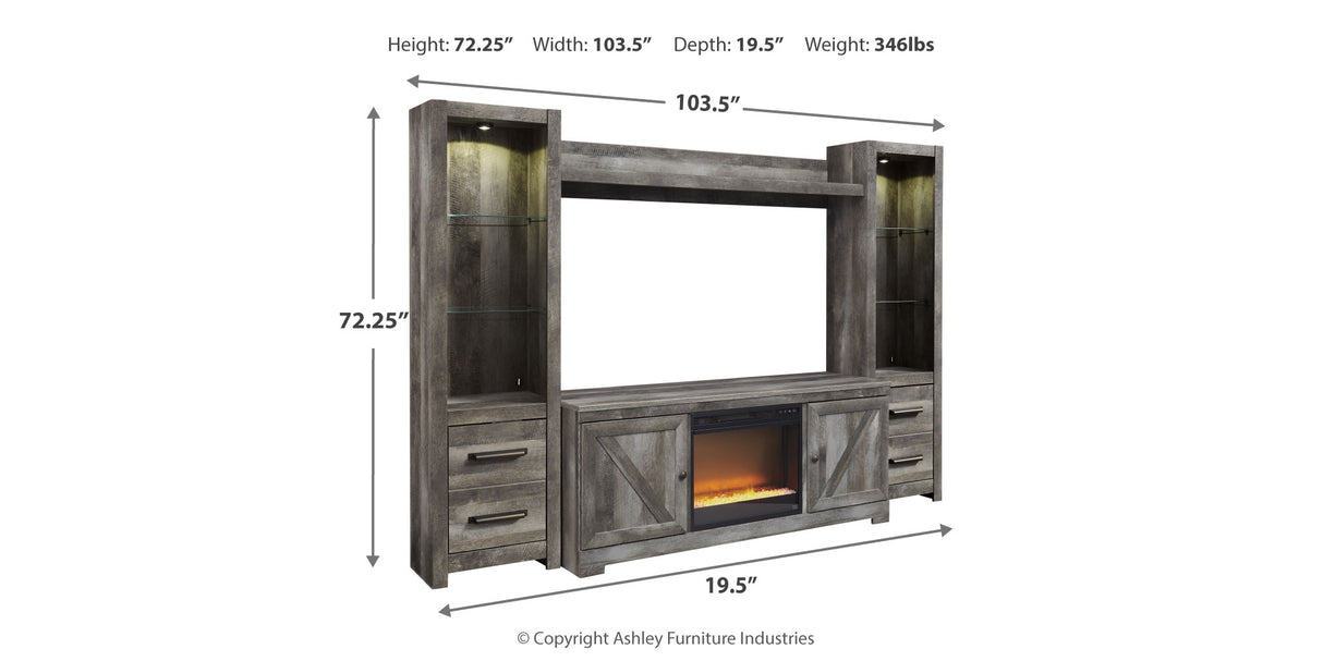 Wynnlow Gray 4-Piece Entertainment Center with Electric Fireplace from Ashley - Luna Furniture