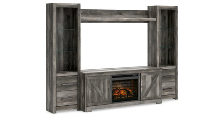 Wynnlow Gray 4-Piece Entertainment Center with Electric Fireplace from Ashley - Luna Furniture