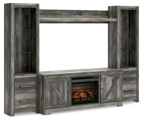 Wynnlow Gray 4-Piece Entertainment Center with Electric Fireplace from Ashley - Luna Furniture
