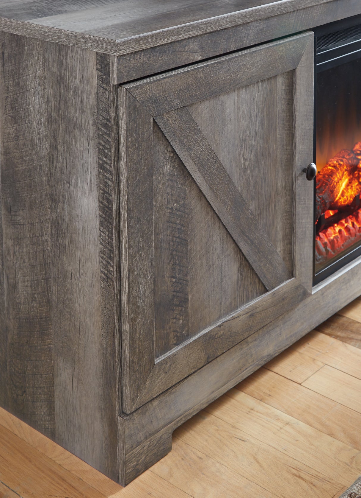 Wynnlow Gray 63" TV Stand with Electric Fireplace from Ashley Furniture - Luna Furniture
