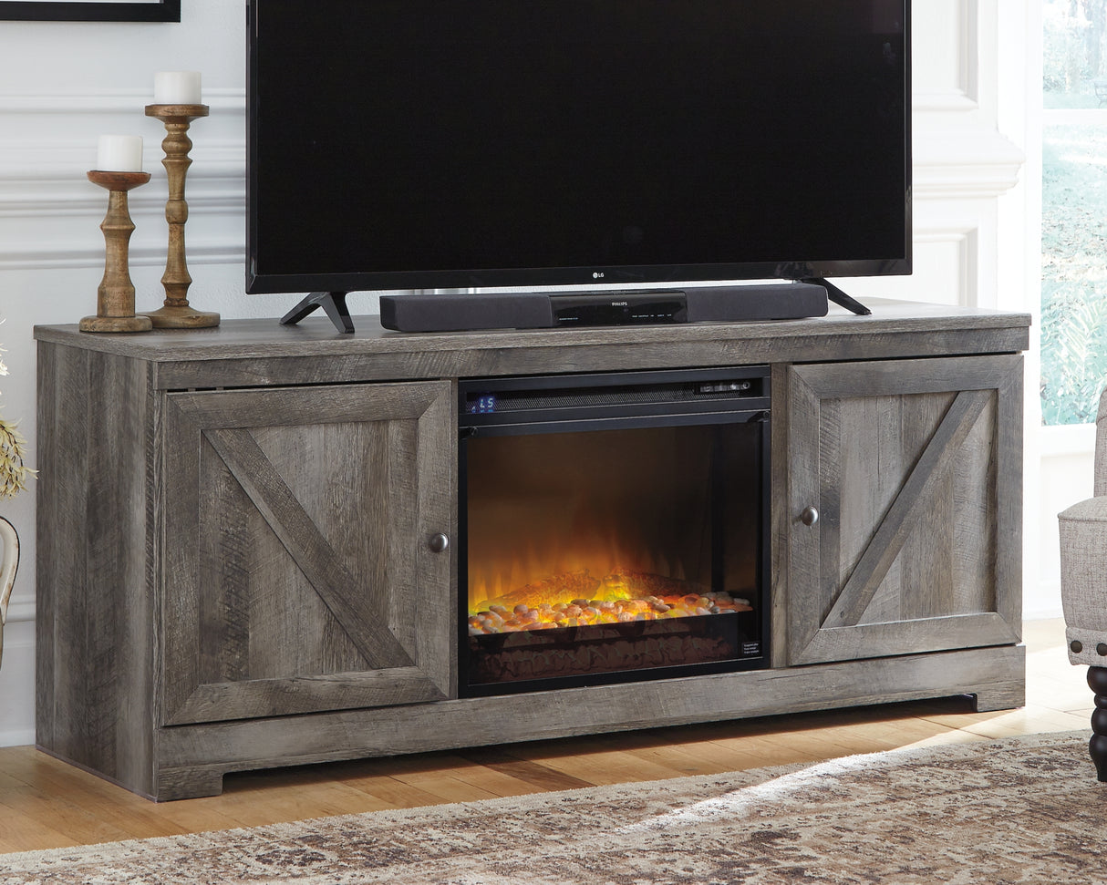 Wynnlow Gray 63" TV Stand with Electric Fireplace from Ashley Furniture - Luna Furniture
