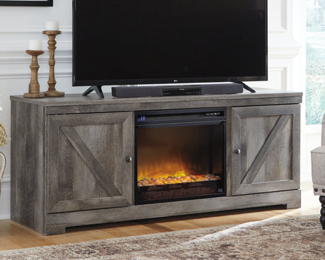 Wynnlow Gray 63" TV Stand with Electric Fireplace from Ashley - Luna Furniture