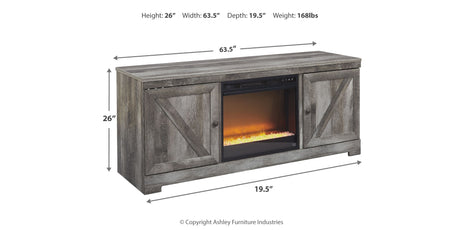 Wynnlow Gray 63" TV Stand with Electric Fireplace from Ashley - Luna Furniture