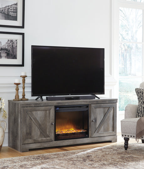 Wynnlow Gray 63" TV Stand with Electric Fireplace from Ashley - Luna Furniture