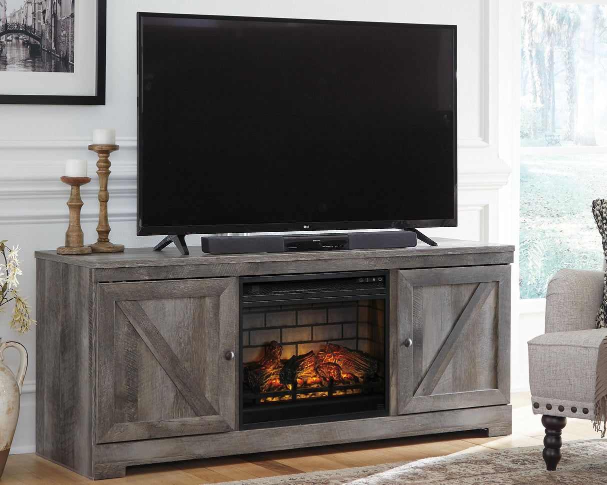 Wynnlow Gray 63" TV Stand with Electric Fireplace from Ashley Furniture - Luna Furniture