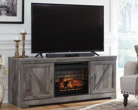Wynnlow Gray 63" TV Stand with Electric Fireplace from Ashley - Luna Furniture