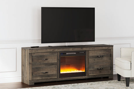 Trinell Brown TV Stand with Electric Fireplace