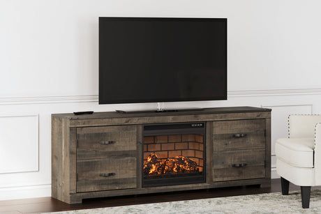 Trinell Brown 63" TV Stand with Electric Fireplace