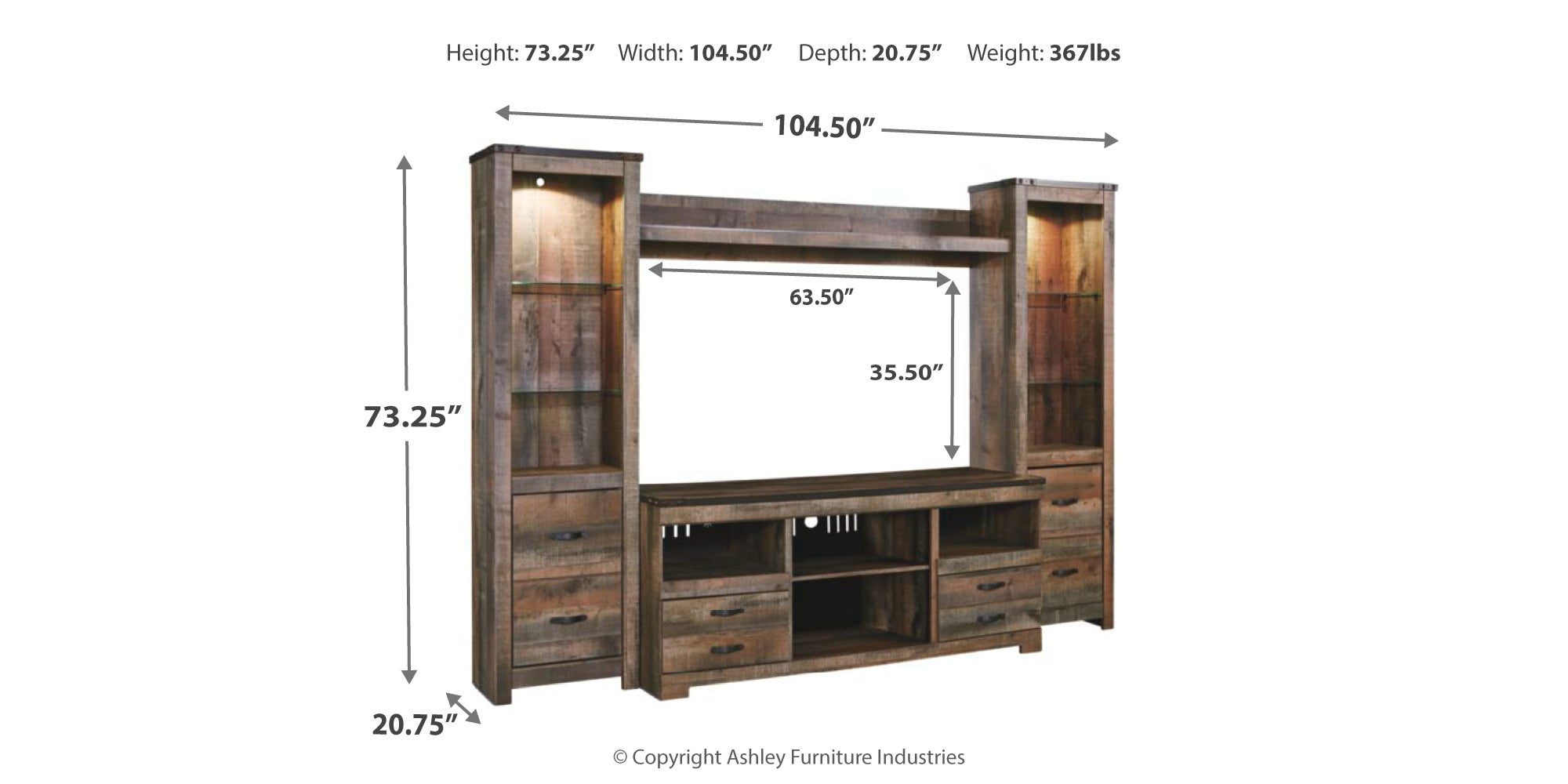 Ashley Trinell Brown 4-Piece Entertainment Center – Luna Furniture