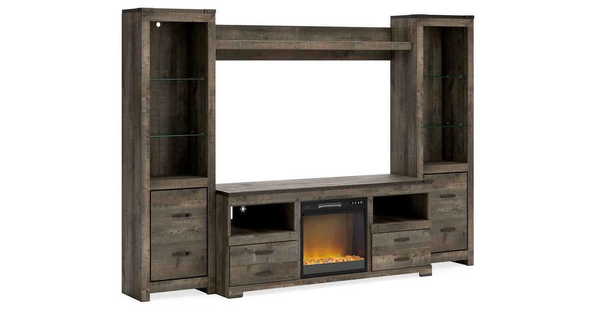 Trinell Brown 4-Piece Entertainment Center with Electric Fireplace from Ashley Furniture - Luna Furniture