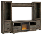 Trinell Brown 4-Piece Entertainment Center with Electric Fireplace from Ashley Furniture - Luna Furniture