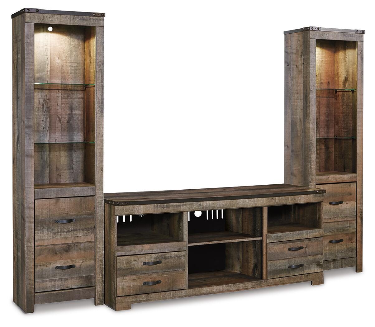 Trinell Brown 3-Piece Entertainment Center from Ashley Furniture - Luna Furniture