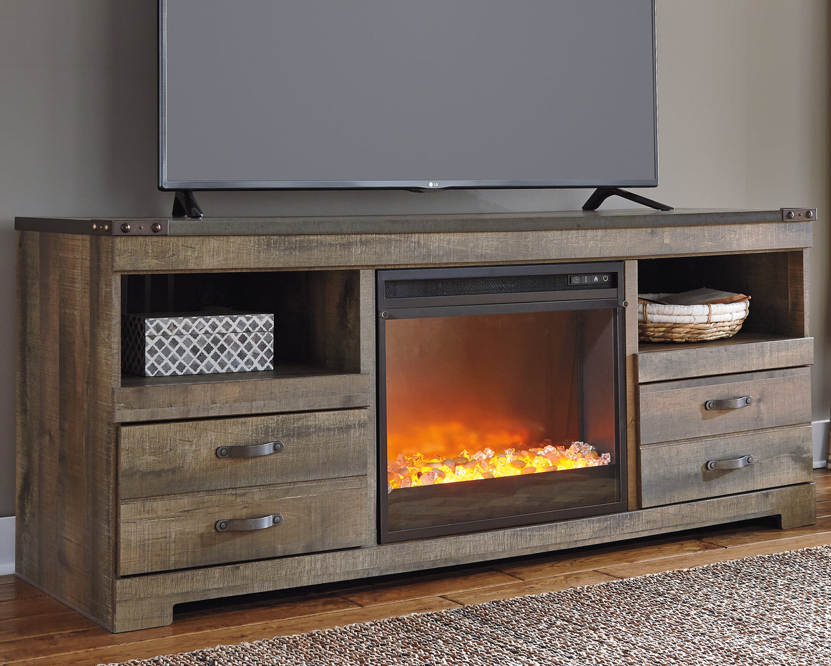 Trinell Brown 63" TV Stand with Electric Fireplace from Ashley Furniture - Luna Furniture