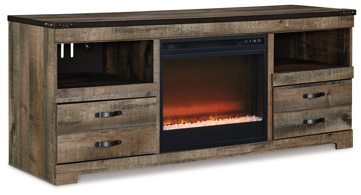 Trinell Brown 63" TV Stand with Electric Fireplace from Ashley Furniture - Luna Furniture