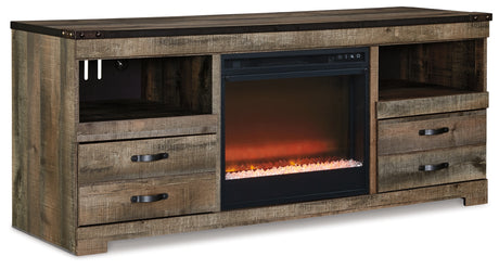 Trinell Brown 63" TV Stand with Electric Fireplace from Ashley - Luna Furniture