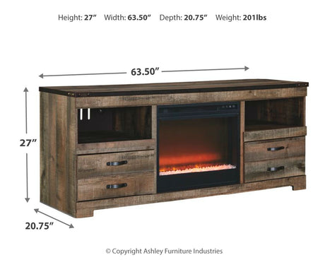 Trinell Brown 63" TV Stand with Electric Fireplace from Ashley - Luna Furniture